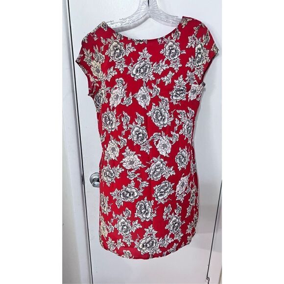FREE PEOPLE RED FLORAL V NECK DRESS WOMENS SIZE XS - Picture 6 of 9